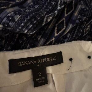 Banana Republic Blue and White Midi Skirt